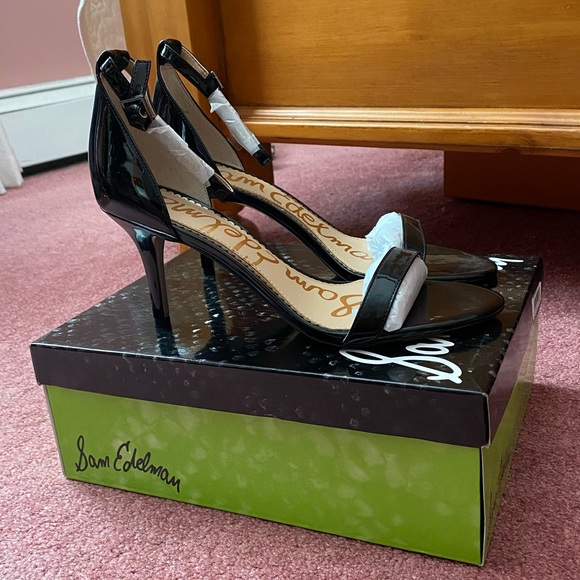 New! Sam Edelman Black Ankle-Strap Heeled Sandal - Picture 7 of 12